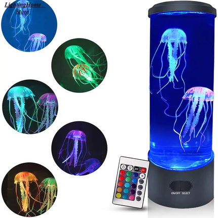 Jellyfish Lamp Color Changing Remote Control Aquarium Tank LED Night Light Birthday Gift USB Charging Relaxing Mood