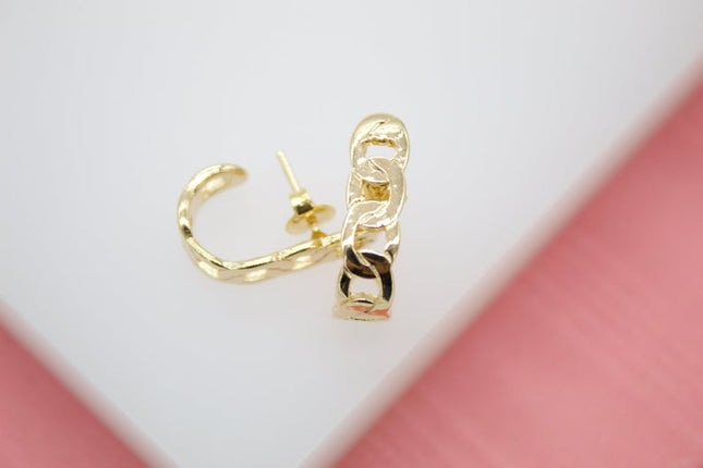 18K Gold Filled Chain Link Stud Earrings (K177)-0